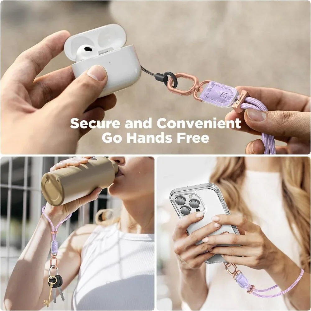 Phone Wrist Strap Keychain Nylon Leather Anti Theft Tether for Women